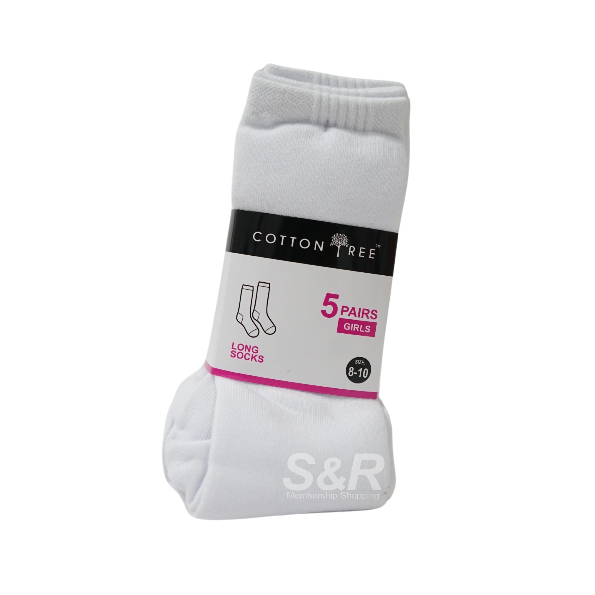 Cotton Tree Long Socks for Girls Size 8-10 5pairs Cotton Tree Long Socks for Girls Size 8-10 5pairs